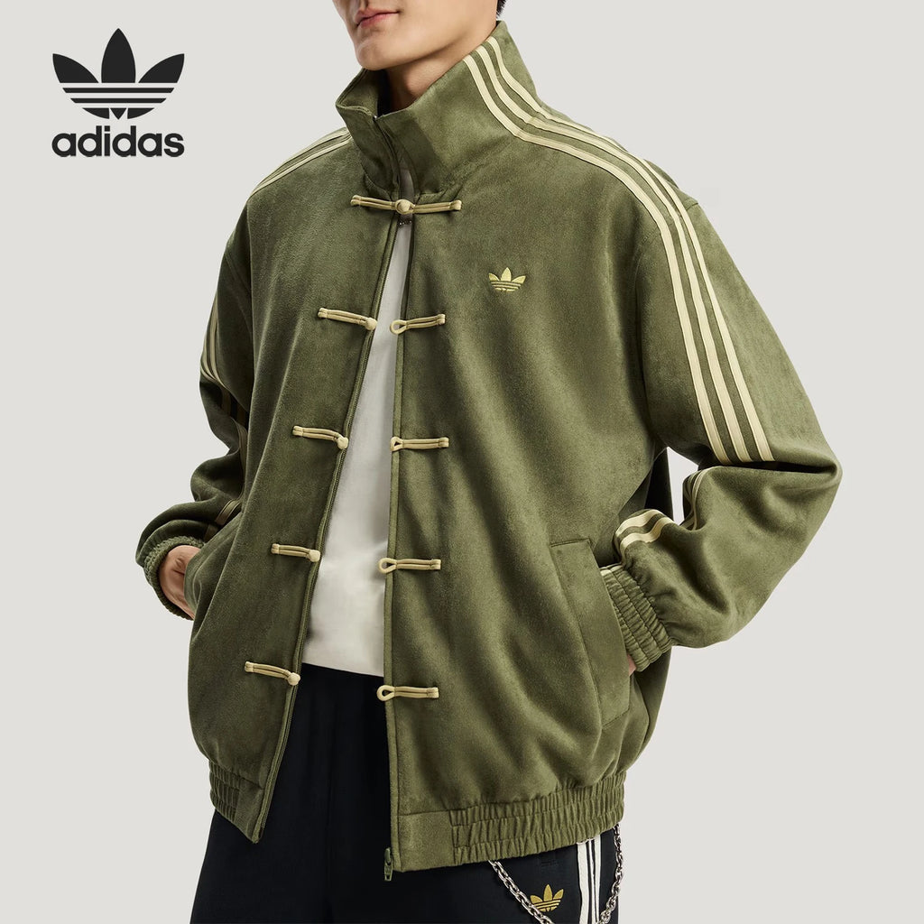 Adidas genuine clover men's and women's new Chinese style fashionable stand up collar jacket KT3847