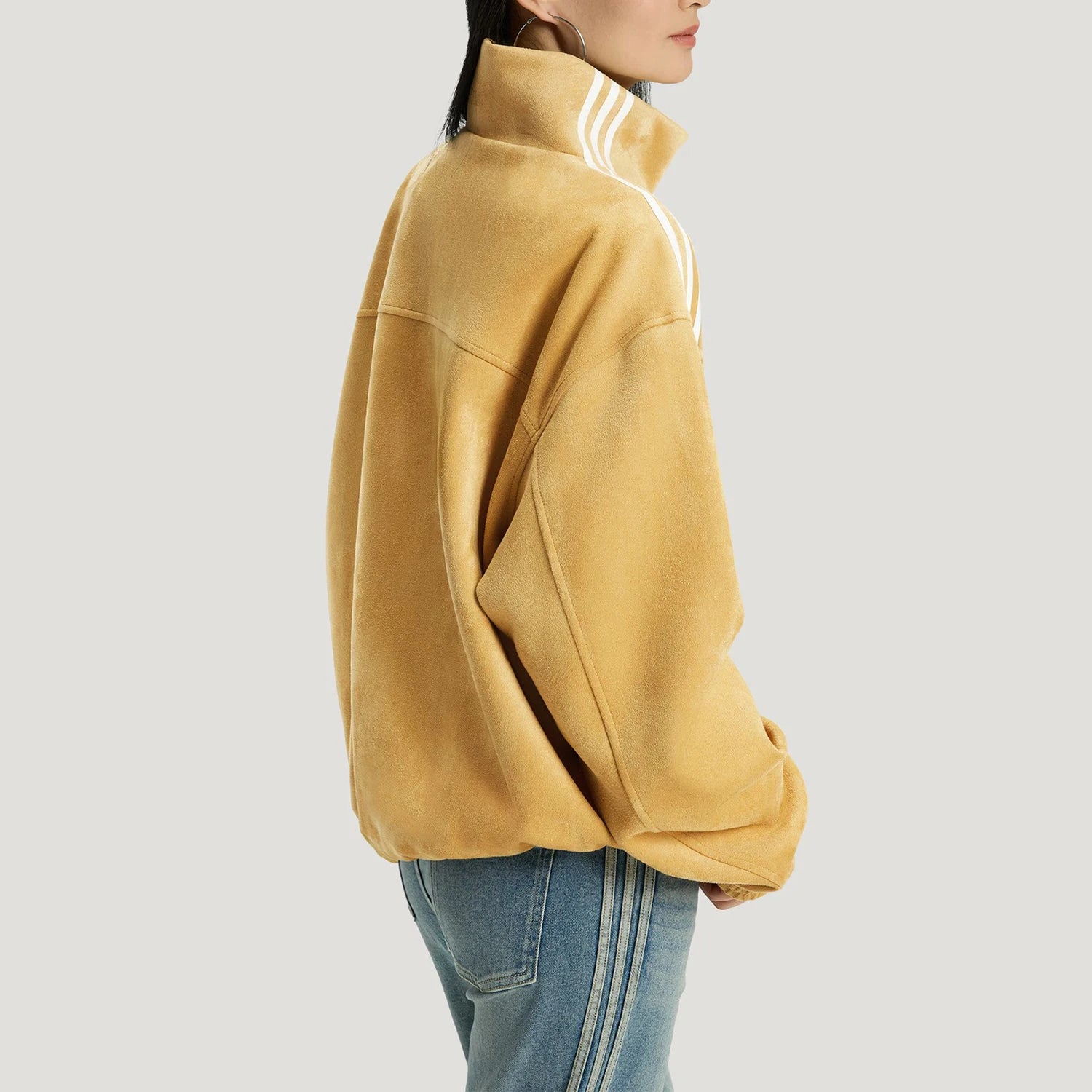 Adidas genuine clover men's and women's standing collar long sleeved loose casual jacket KT3851
