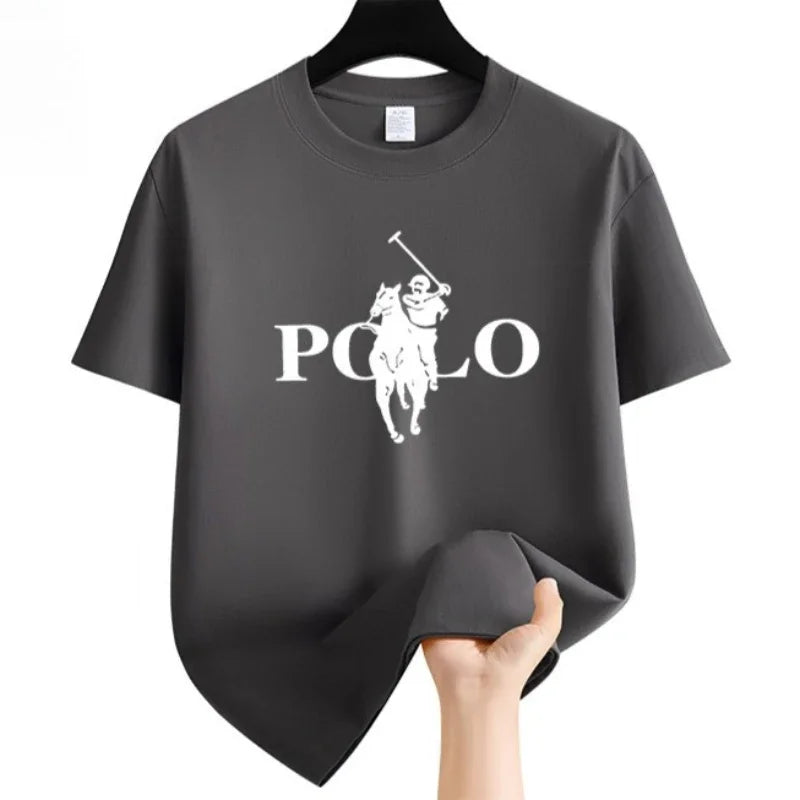 Men's Summer Fashion Brand Clothing  Casual Business Shorts  Loose Sleeve Versatile Round Neck T-Shirt  Breathable T-Shirt
