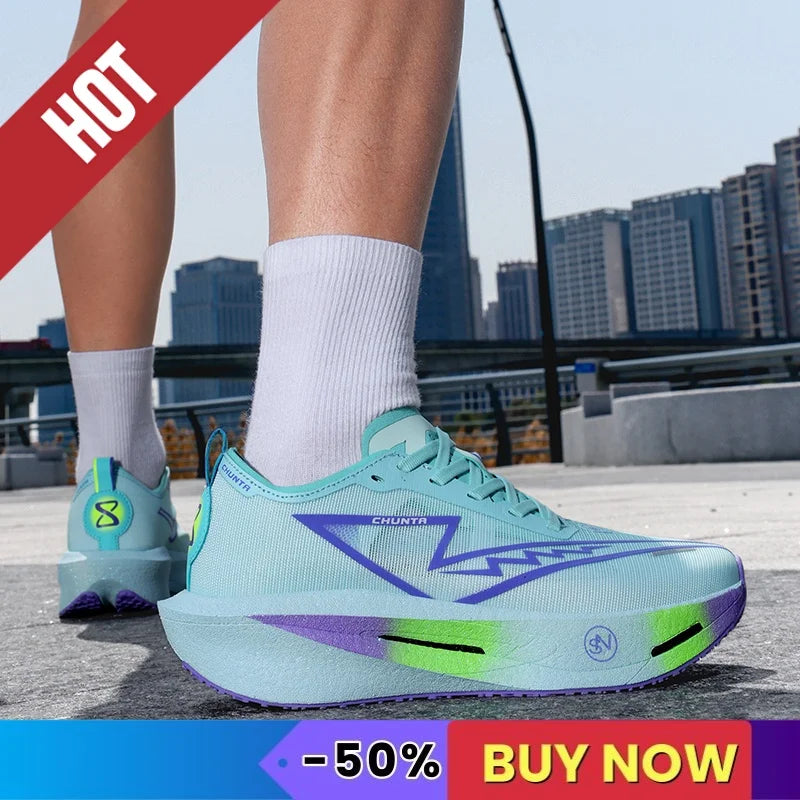 Sports Running Shoes Men Marathon Sneakers CarbonPlate Lightweight Breathable Comfortable Women Athletic Nonskid Sneakers Soft
