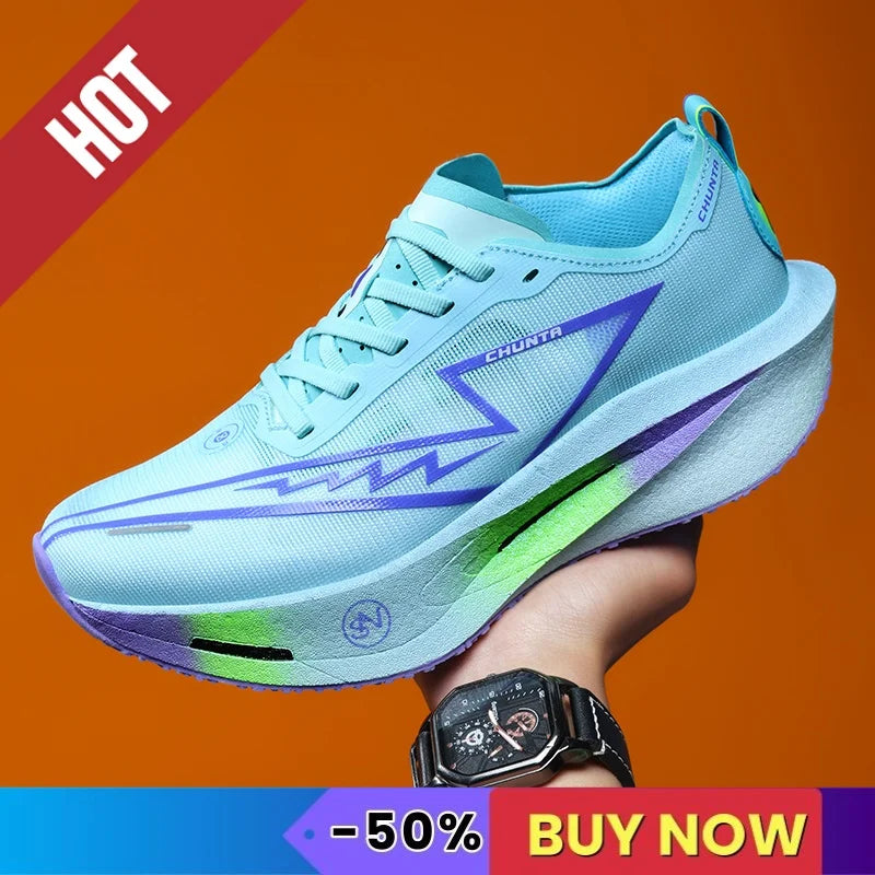 Sports Running Shoes Men Marathon Sneakers CarbonPlate Lightweight Breathable Comfortable Women Athletic Nonskid Sneakers Soft