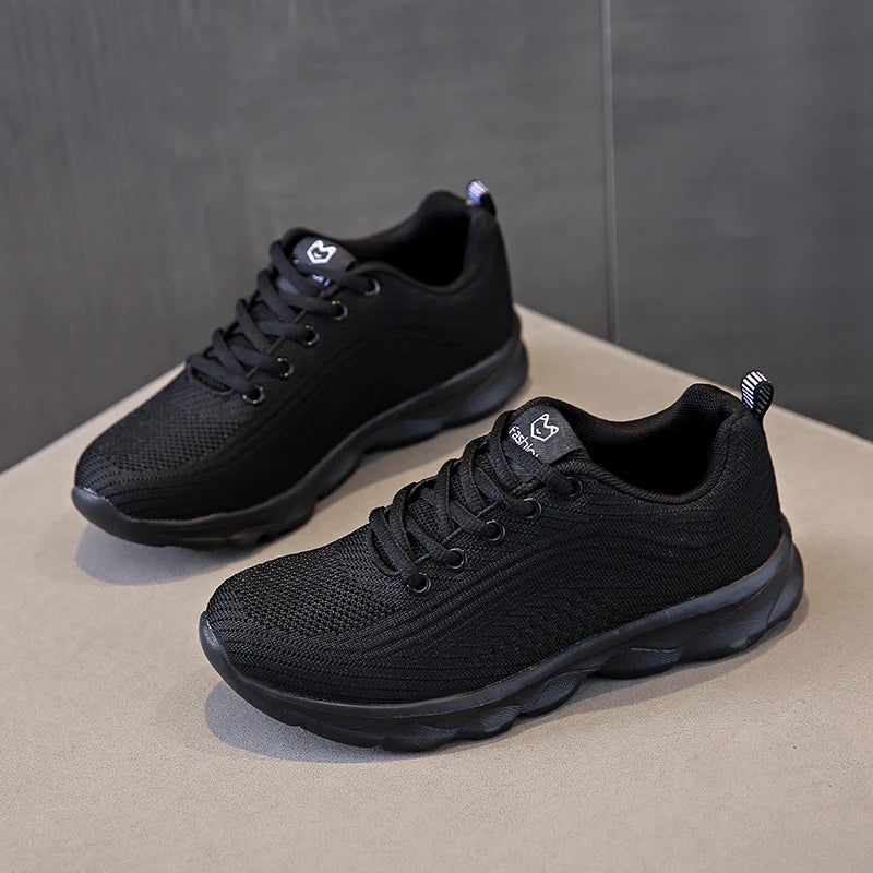 Tide Trend Women's Light Weight Running Shoes Tennis Sports Sneakers Female Students Black Red Grey Jogging Travelling Footwear