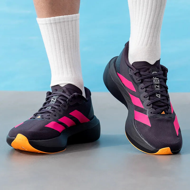 Adidas KI6903 Mens Racing Running Shoes Aurora Black Bright Pink Bright Orange Sport Sneakers