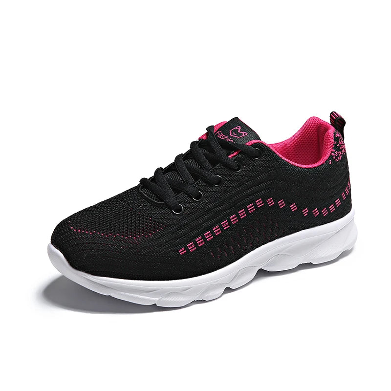 Tide Trend Women's Light Weight Running Shoes Tennis Sports Sneakers Female Students Black Red Grey Jogging Travelling Footwear