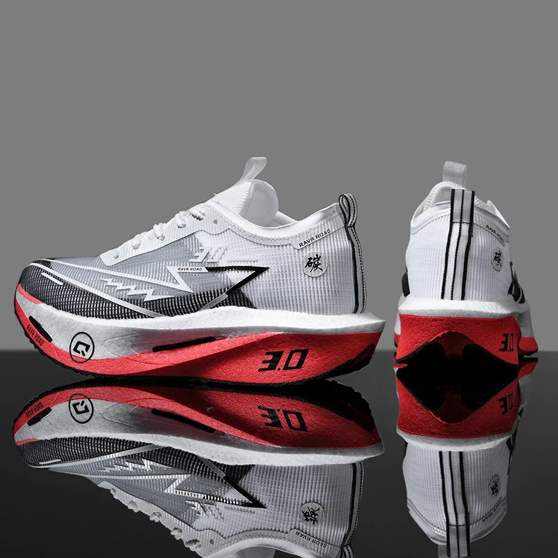 Men's Carbon Board Sneakers Anti-slip Cushioned Comfortable Racing Training Running Shoes Mesh Tennis Shoes Casual for Women