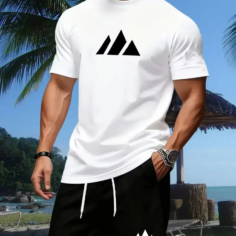 New summer fitness sportswear for men, short-sleeved T-shirt and shorts two-piece set,casual wear.
