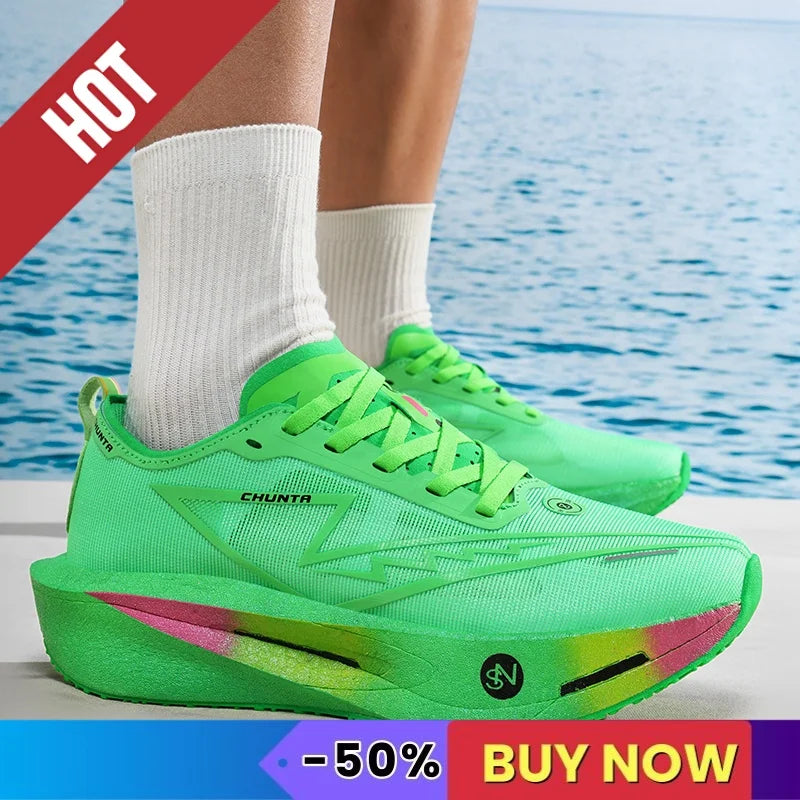 Sports Running Shoes Men Marathon Sneakers CarbonPlate Lightweight Breathable Comfortable Women Athletic Nonskid Sneakers Soft