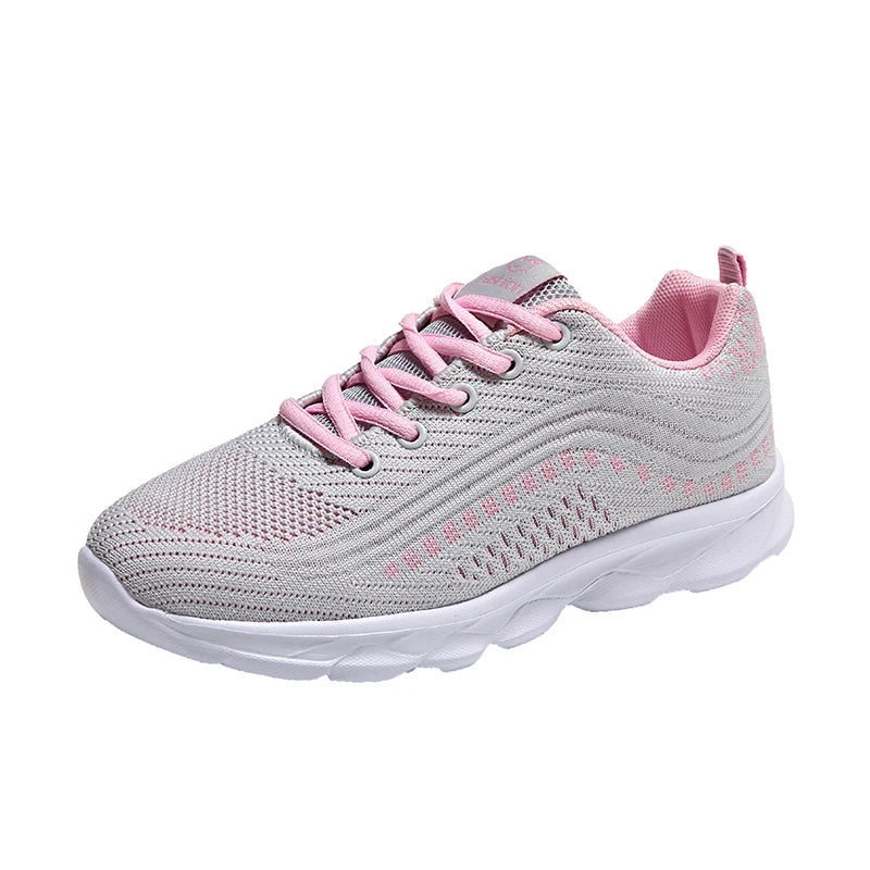 Tide Trend Women's Light Weight Running Shoes Tennis Sports Sneakers Female Students Black Red Grey Jogging Travelling Footwear