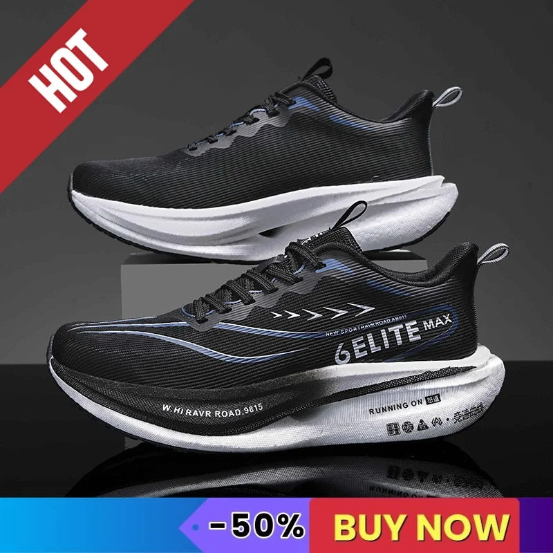 Fluorescence Sports Running Shoes Men Marathon Sneakers CarbonPlate Lightweight Breathable Comfortable Women Athletic Sneakers