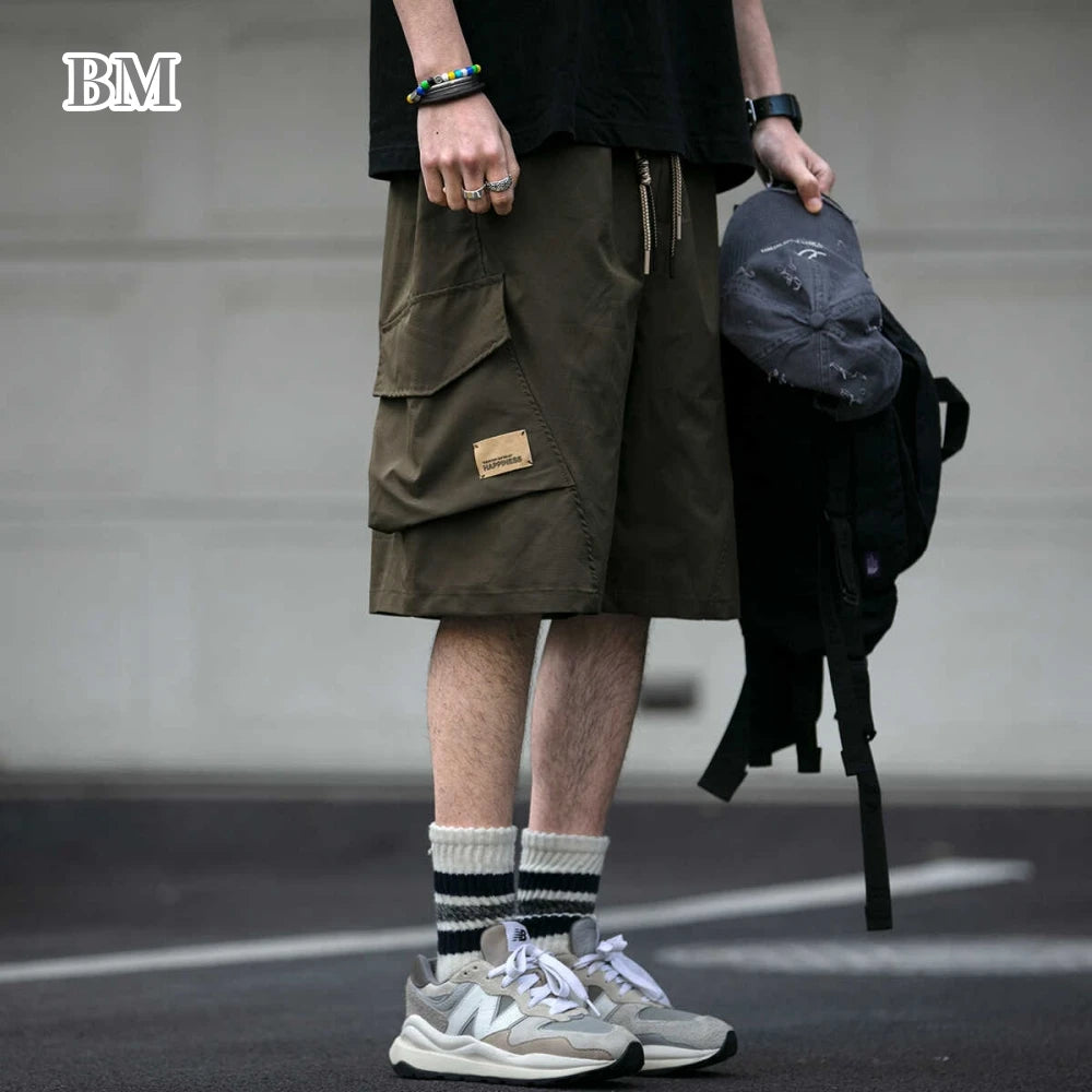 Korean Streetwear Summer Thin Cargo Shorts For Men Clothing Harajuku Fashion Basketball Baggy Casual Pants Hip Hop Shorts Male