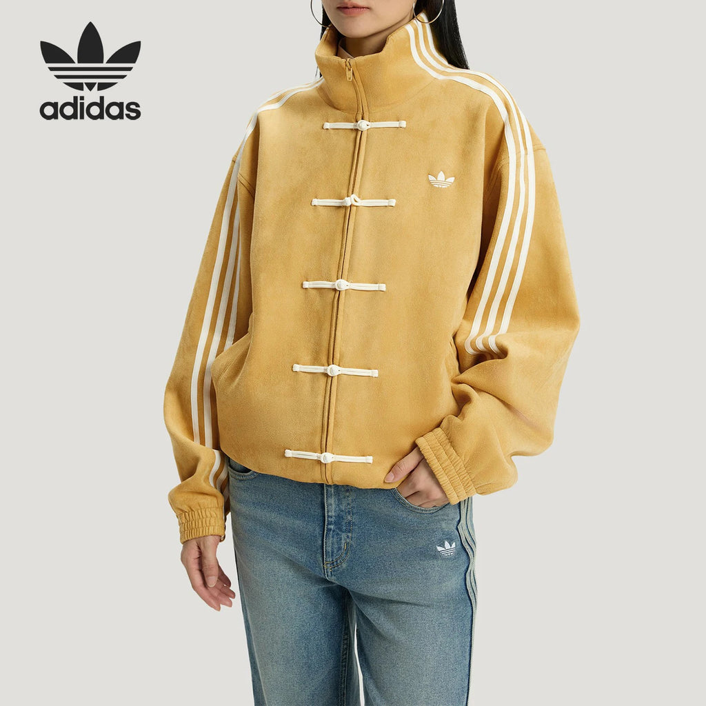 Adidas genuine clover men's and women's standing collar long sleeved loose casual jacket KT3851