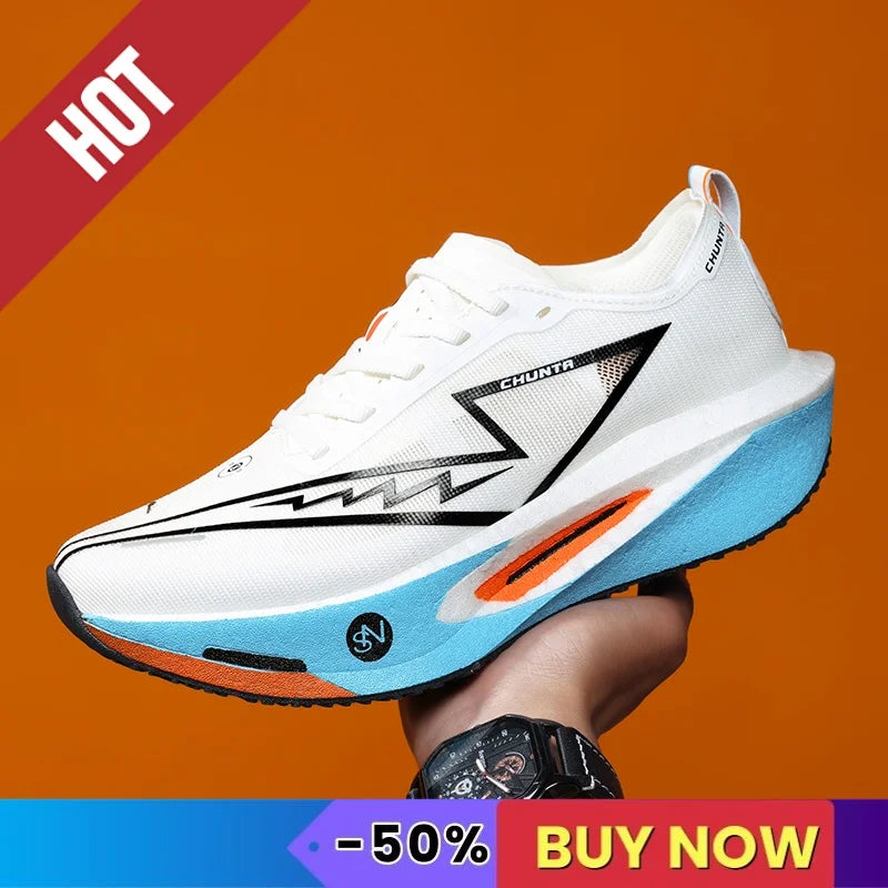Sports Running Shoes Men Marathon Sneakers CarbonPlate Lightweight Breathable Comfortable Women Athletic Nonskid Sneakers Soft