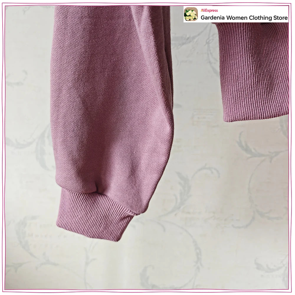 Spring & Autumn Matching Sets for Women Relaxtion Cotton Hoodies Set Cropped Zipper Hoodie + Tonal Straight Leg Drawstring Pants