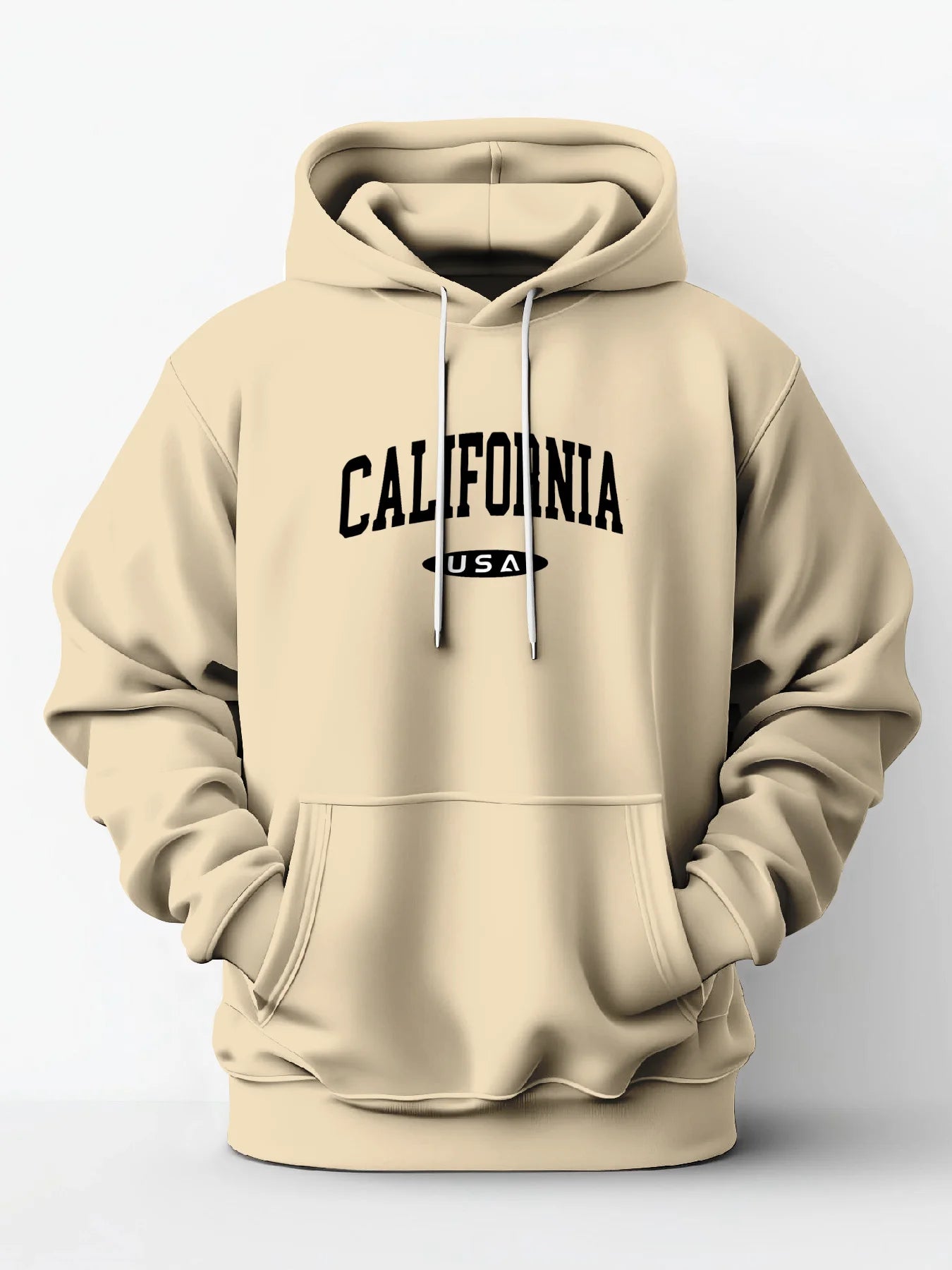 California Hoodie with Front Pocket Long Sleeve Hooded Sweater Casual Streetwear Outdoor Sports Sporty Style Comfortable Stylish