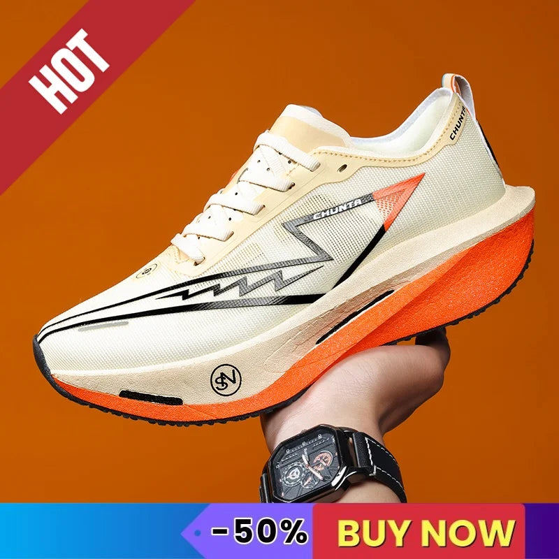 Sports Running Shoes Men Marathon Sneakers CarbonPlate Lightweight Breathable Comfortable Women Athletic Nonskid Sneakers Soft
